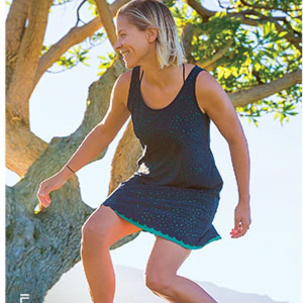 Title Nine Sleeveless Illusion Eyelet Dress, Gray/Purple, Size Md, Athleticwear - Picture 2 of 8